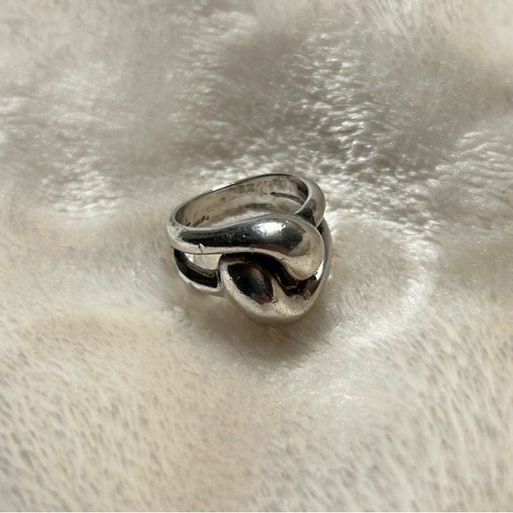 🩶 VINTAGE WEIGHTED INSCRIBED STERLING SILVER KNOT RING Women’s Size 5 - Picture 8 of 15